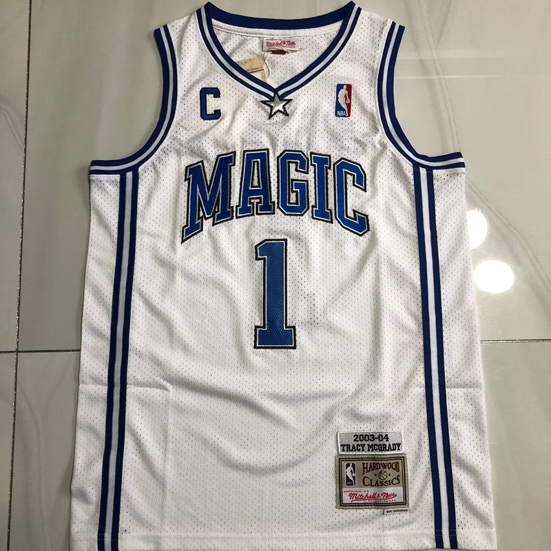 Orlando Magic Tracy McGrady #1 white Throwback Jersey - Dense Embroidery
