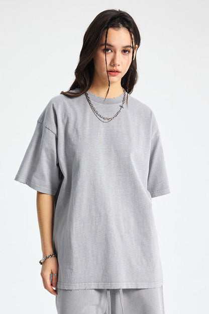 250GSM Distressed Pigment Dyed Washed Tee