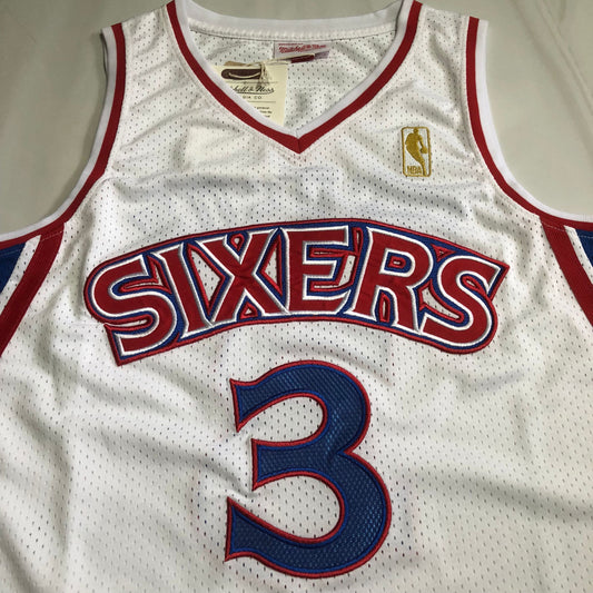 Philadelphia 76ers Allen Iverson #3 White Throwback Jersey - Dense Embroidery
