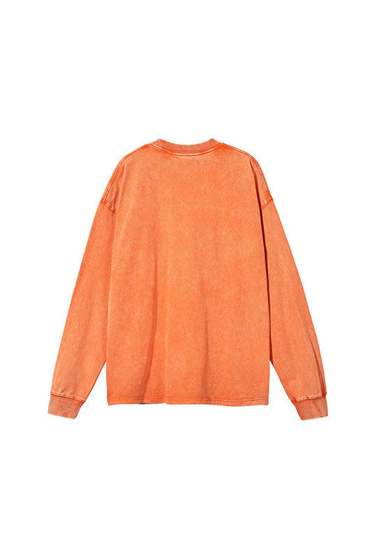 250GSM Vintage Washed Long Sleeve Crew