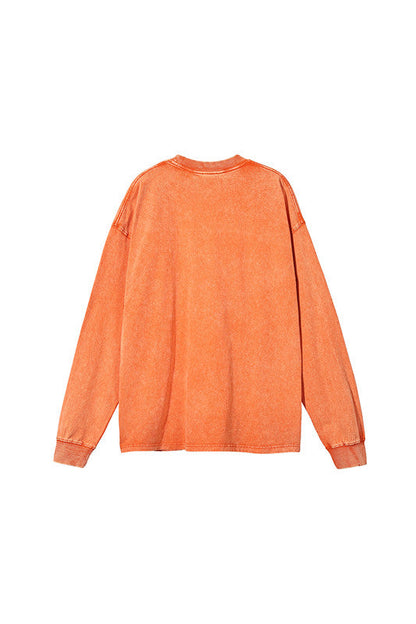 250GSM Vintage Washed Long Sleeve Crew
