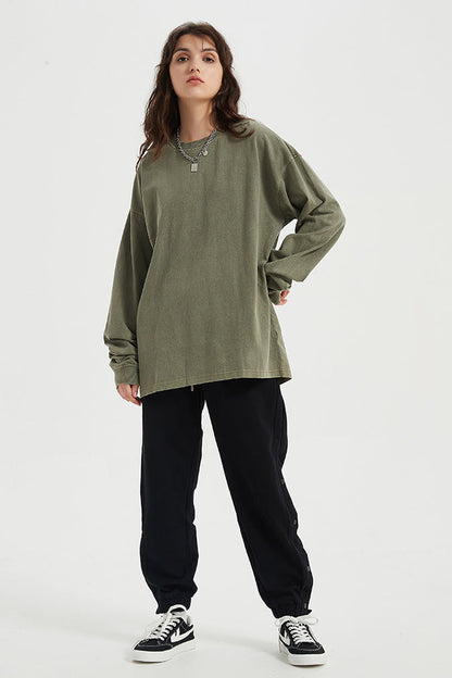 310GSM Pigment Dyed Washed Long Sleeve Crew