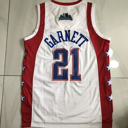 All-Star Kevin Garnett #21 White Throwback Jersey - Dense Embroidery