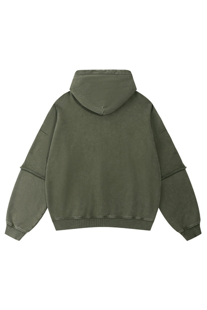 430GSM Fake Double Sleeve Washed Hoodie