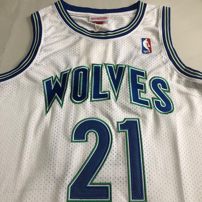 Minnesota Timberwolves Kevin Garnett #21 white Throwback Jersey - Dense Embroidery