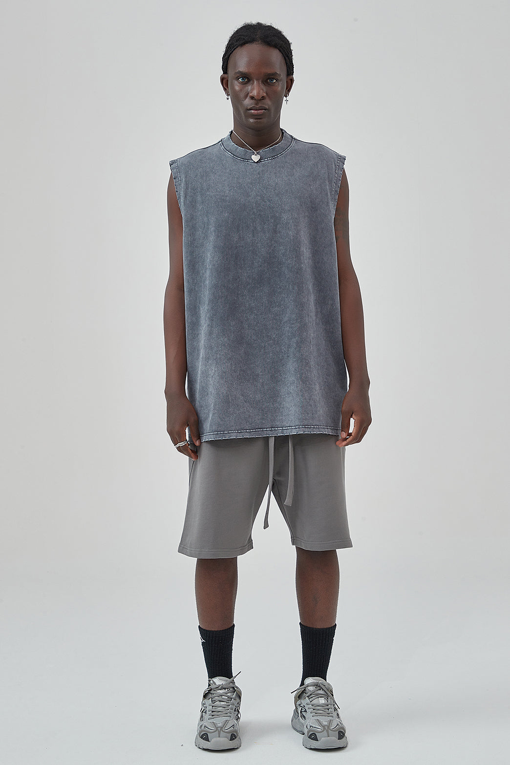 275GSM Distressed Washed Muscle Tee