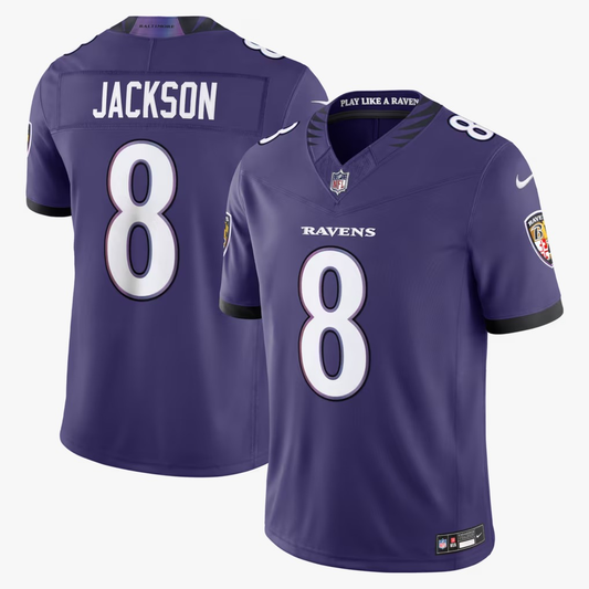 Men's Baltimore Ravens Lamar Jackson Purple Vapor F.U.S.E. Sewn Down Limited Jersey