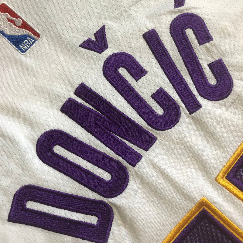 Los Angeles Lakers Luka Dončić #77 white Throwback Jersey -  Dense Embroidery