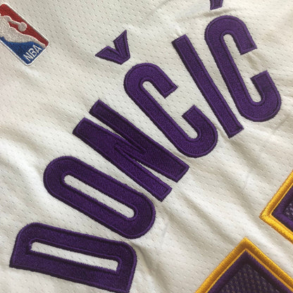 Los Angeles Lakers Luka Dončić #77 white Throwback Jersey -  Dense Embroidery