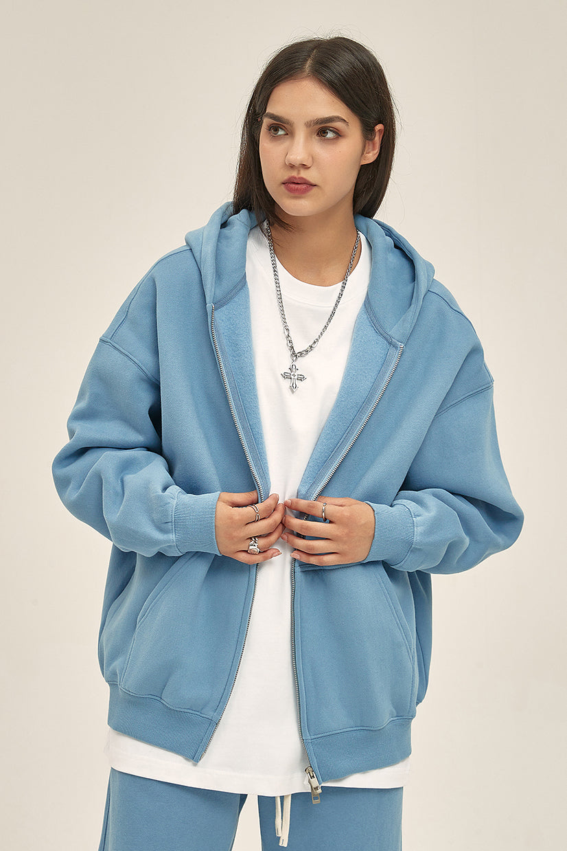 350GSM Solid Color Fleece Zipper Jacket