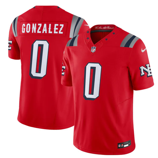 Christian Gonzalez #0 New England Patriots Red Vapor F.U.S.E. Limited Jersey
