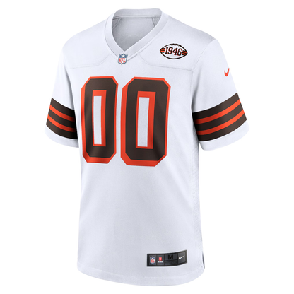 Custom Cleveland Browns White Game Jersey