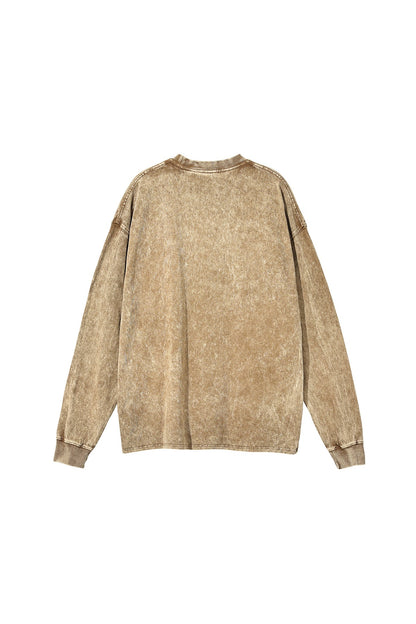 250GSM Vintage Washed Long Sleeve Crew