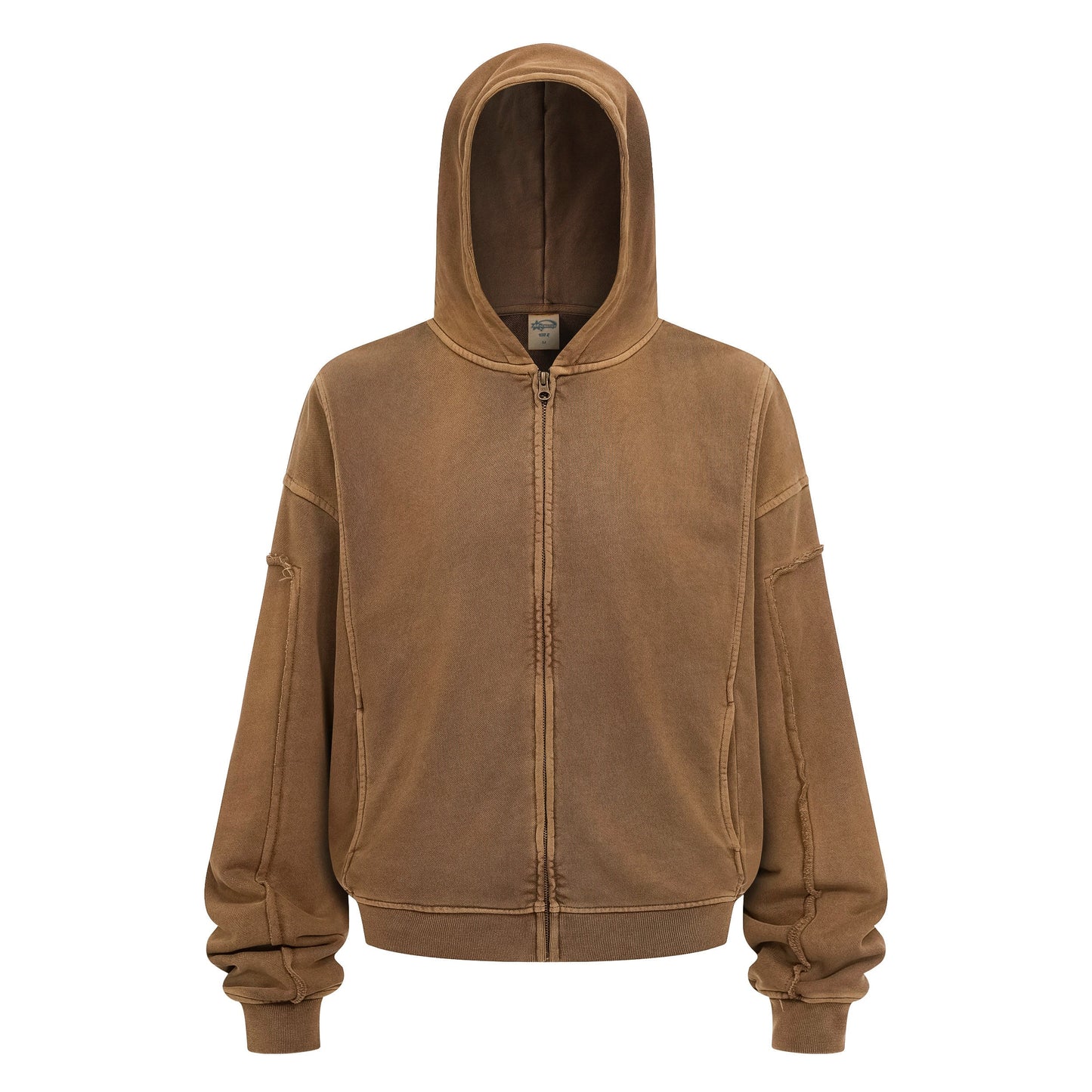 430GSM Boxy Fit Splicing Washed Zip Up Jacket
