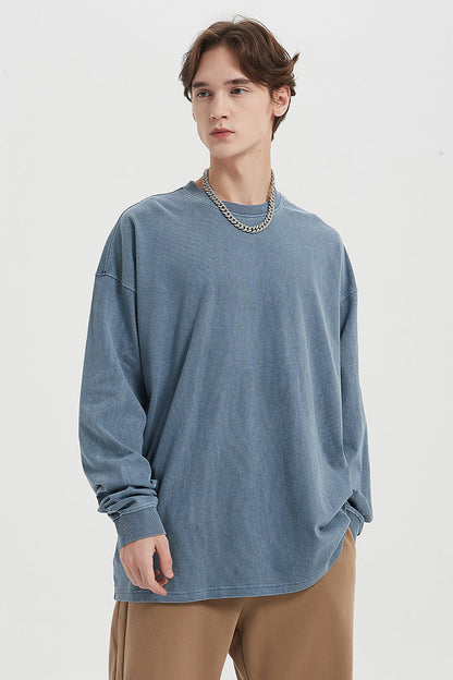 310GSM Pigment Dyed Washed Long Sleeve Crew