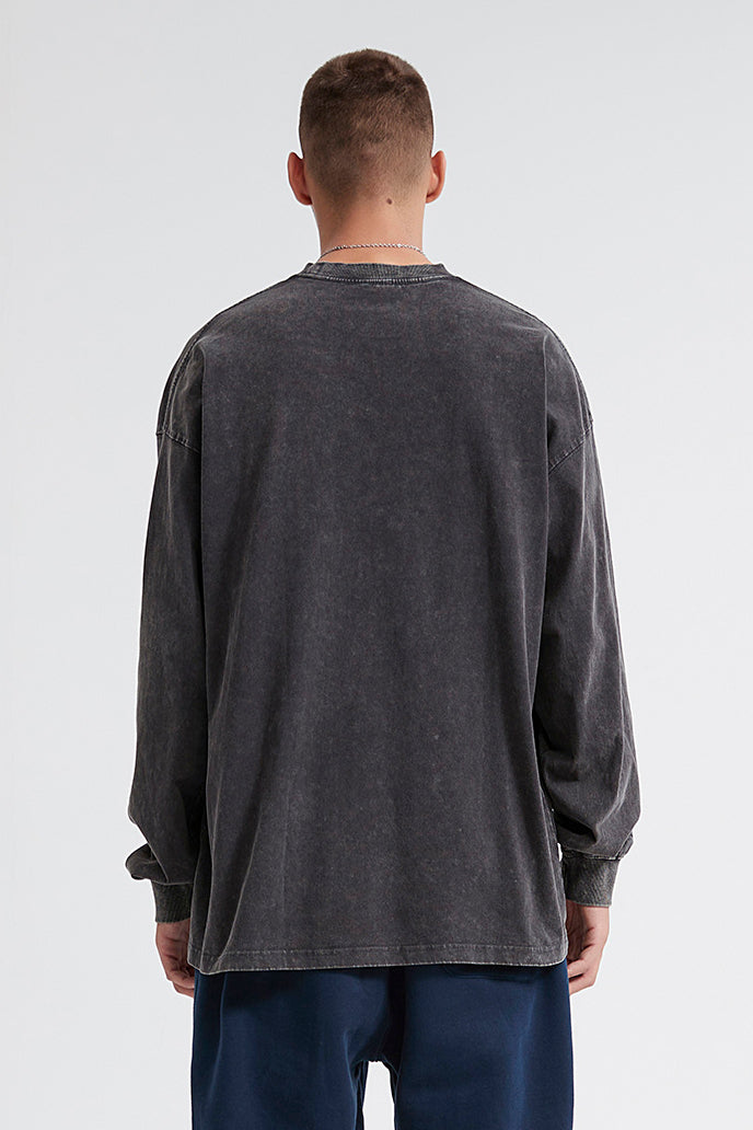 250GSM Vintage Washed Long Sleeve Crew