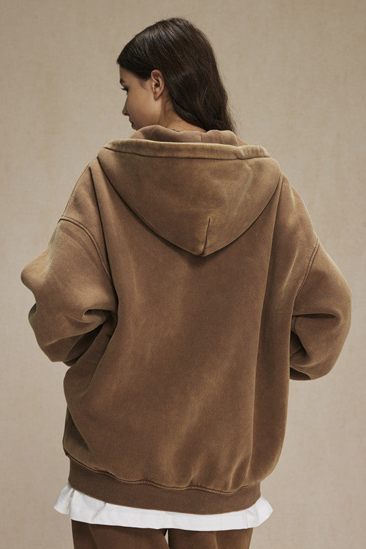 360GSM Washed Fleece Zipper Jacket
