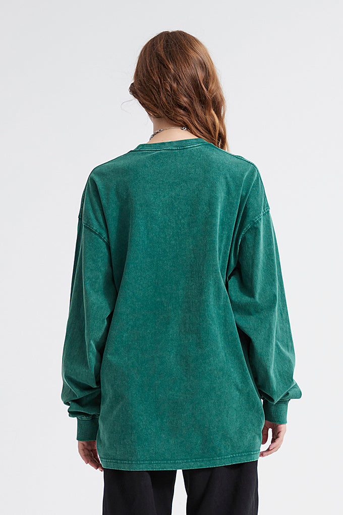 250GSM Vintage Washed Long Sleeve Crew