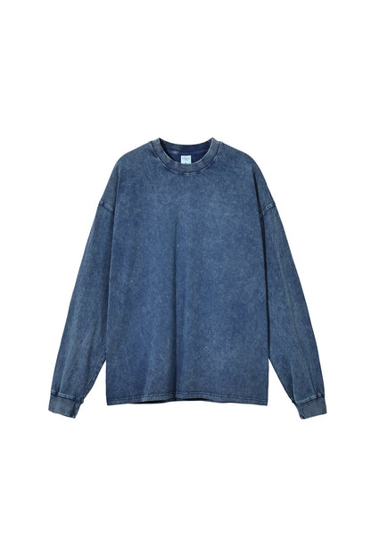 250GSM Vintage Washed Long Sleeve Crew