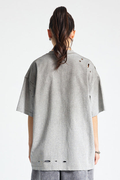 250GSM Gradient Sprayed Distressed Tee