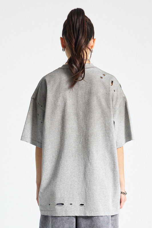 250GSM Gradient Sprayed Distressed Tee