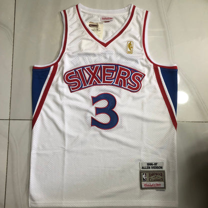 Philadelphia 76ers Allen Iverson #3 White Throwback Jersey - Dense Embroidery