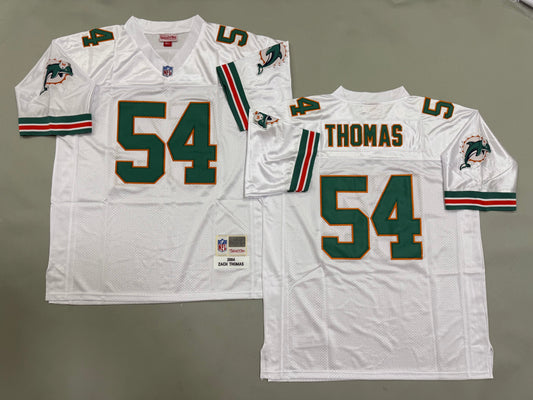 Mens Zach Thomas#54 white Miami Dolphins Vintage Throwback Jersey