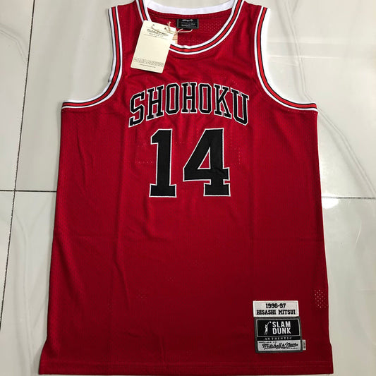 Slam Dunk Shohoku #14 red Throwback Jersey - Dense Embroidery