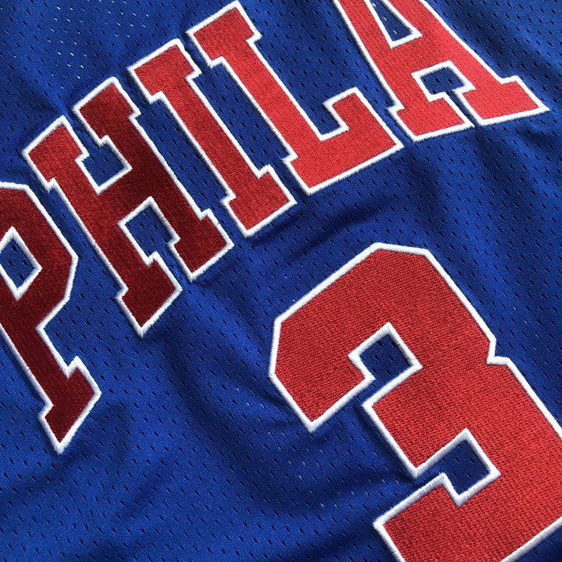 Philadelphia 76ers Allen Iverson #3 blue Throwback Jersey -  Dense Embroidery