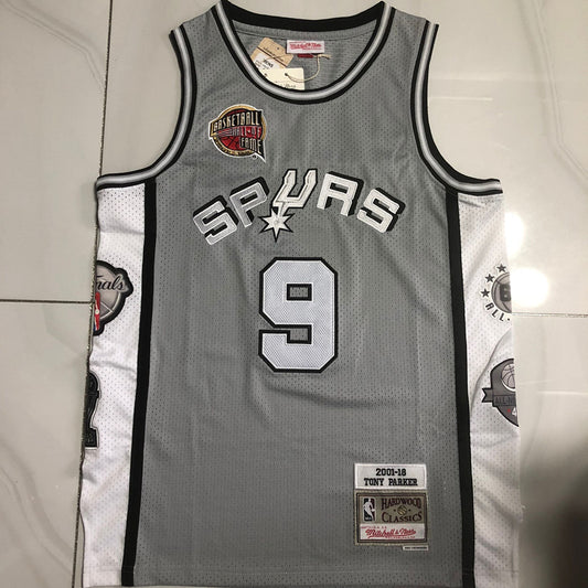 San Antonio Spurs Tony Parker #9 Throwback  Jersey -  Dense Embroidery