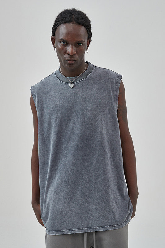 275GSM Distressed Washed Muscle Tee