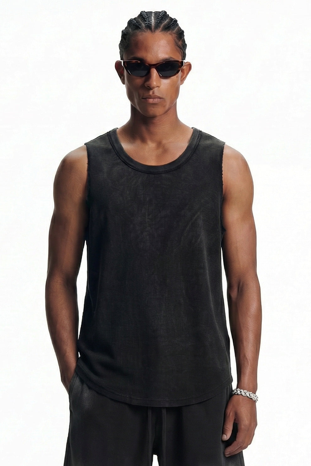 325GSM Washed Distressed Waffle Tee