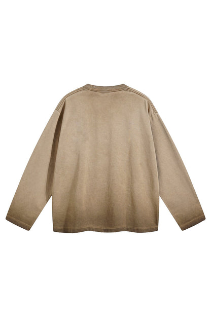 275GSM Distressed Washed Long Sleeve Crew