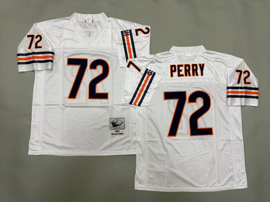 Mens William Perry #72 Chicago Bears White 1985 Vintage Throwback Jersey