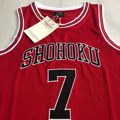 Slam Dunk Shohoku #7 red Throwback Jersey - Dense Embroidery