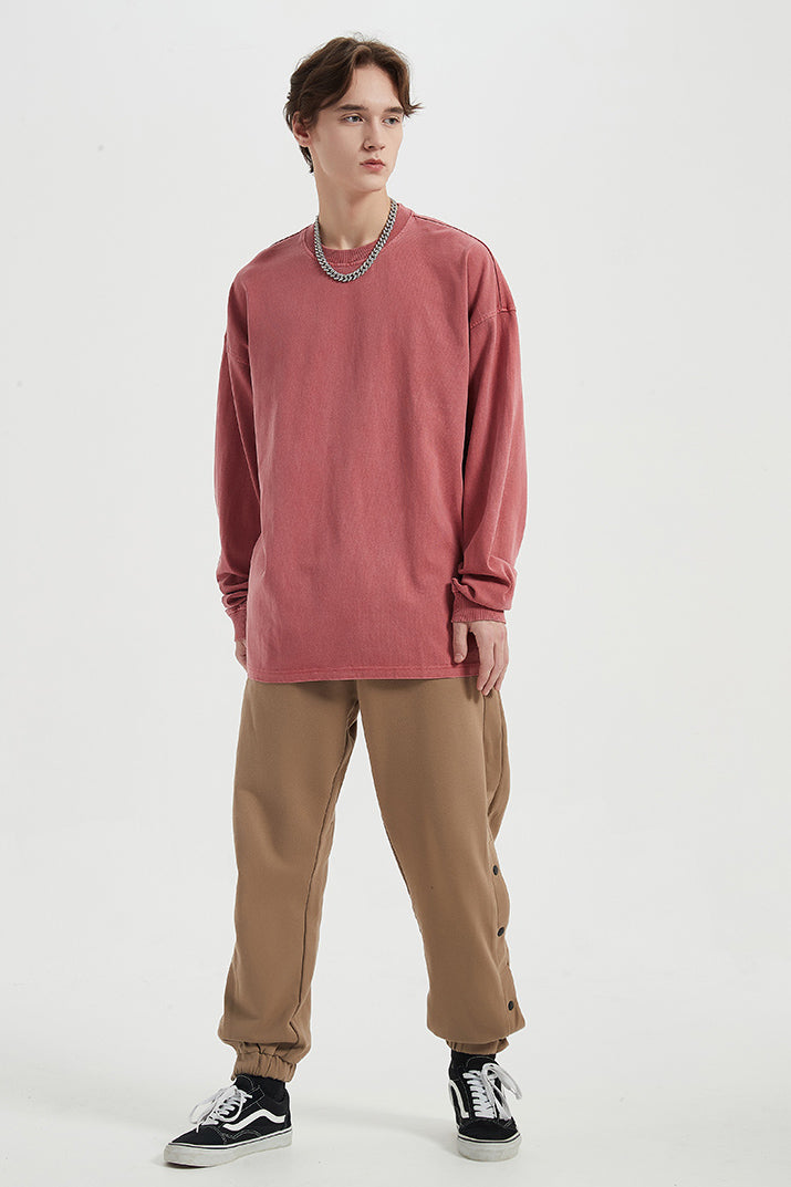 310GSM Pigment Dyed Washed Long Sleeve Crew