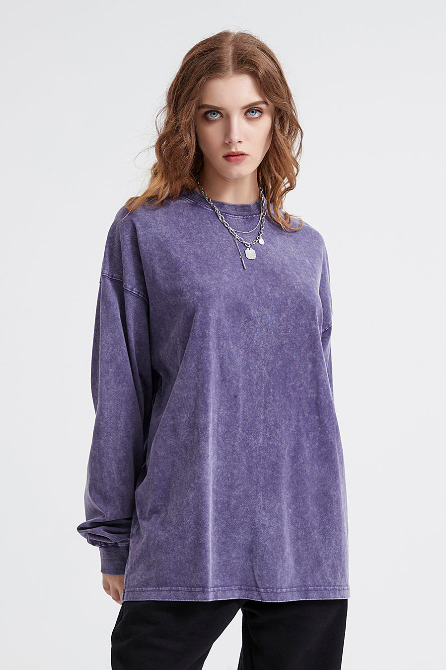 250GSM Vintage Washed Long Sleeve Crew