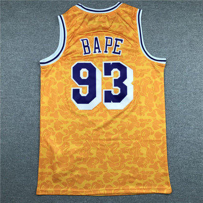 Los Angeles Lakers BAPE #93 1996-97 Throwback Embroidered Jersey