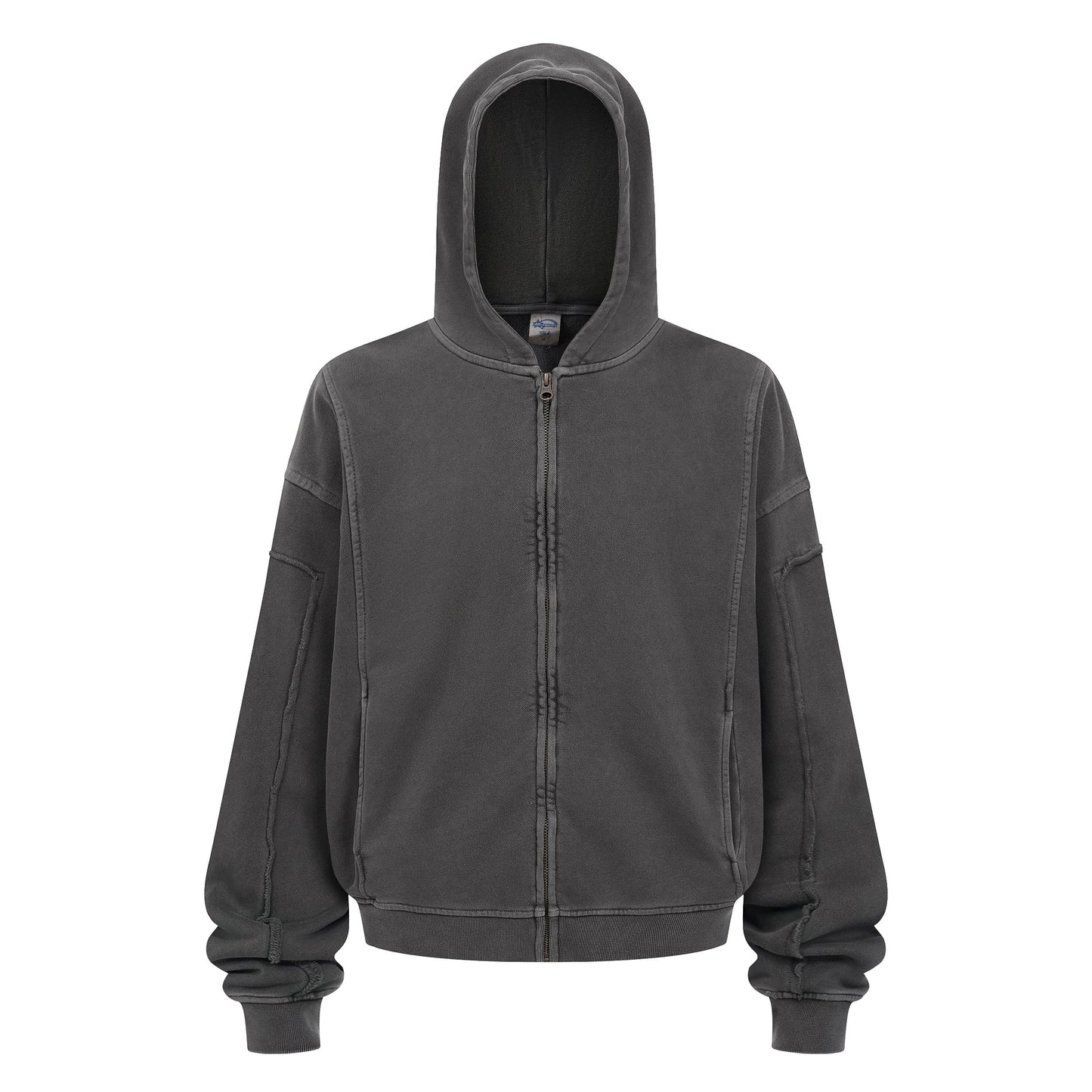 430GSM Boxy Fit Splicing Washed Zip Up Jacket