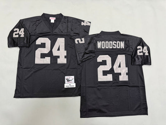 Mens Charles Woodson#24 black Los Angeles Raiders Vintage Throwback Jersey