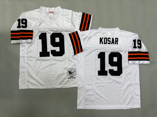 Mens Bernie Kosar#19 white Cleveland Browns Vintage Throwback Jersey