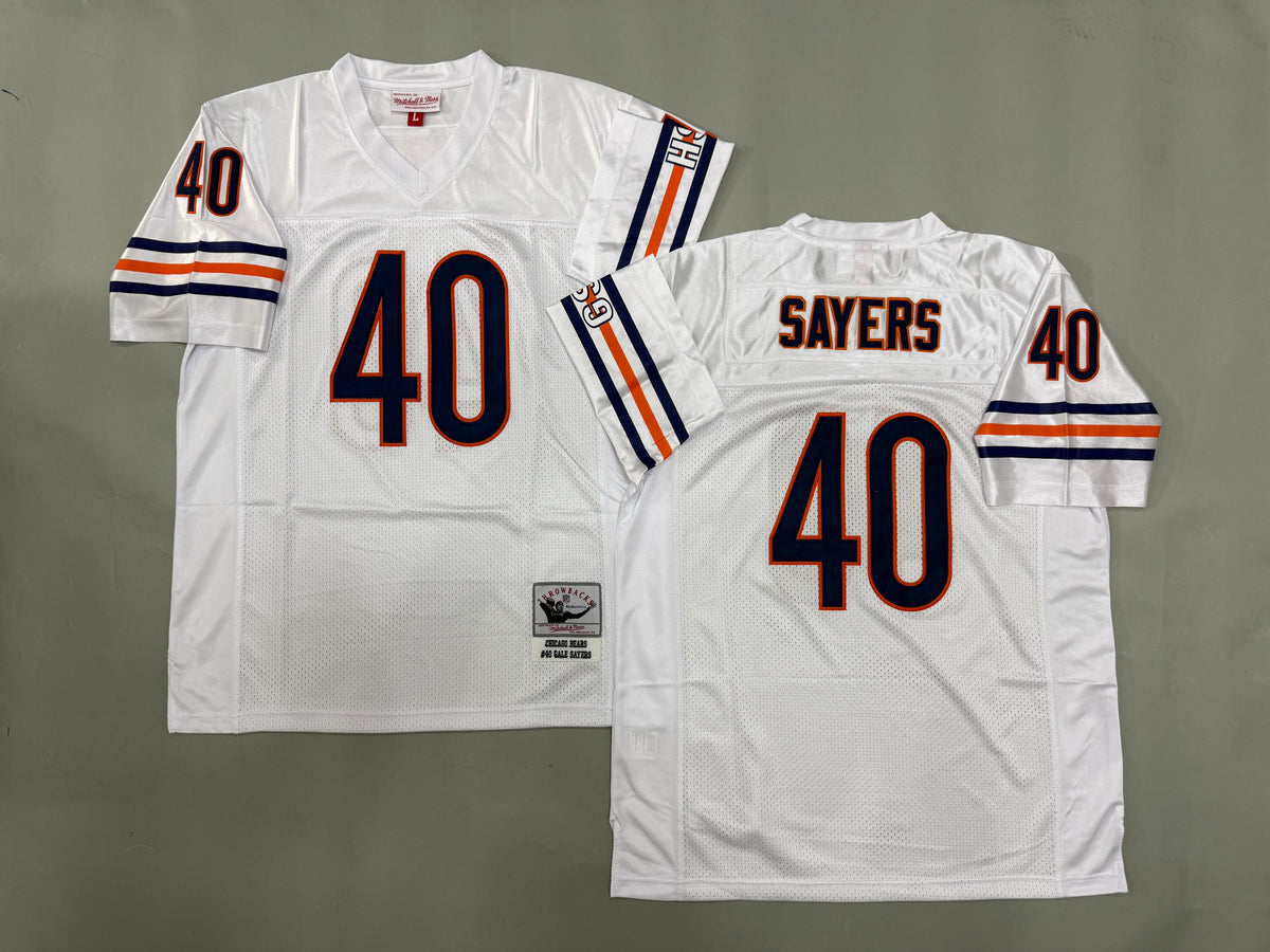 Mens Gale Sayers#40 white Chicago Bears Vintage Throwback Jersey