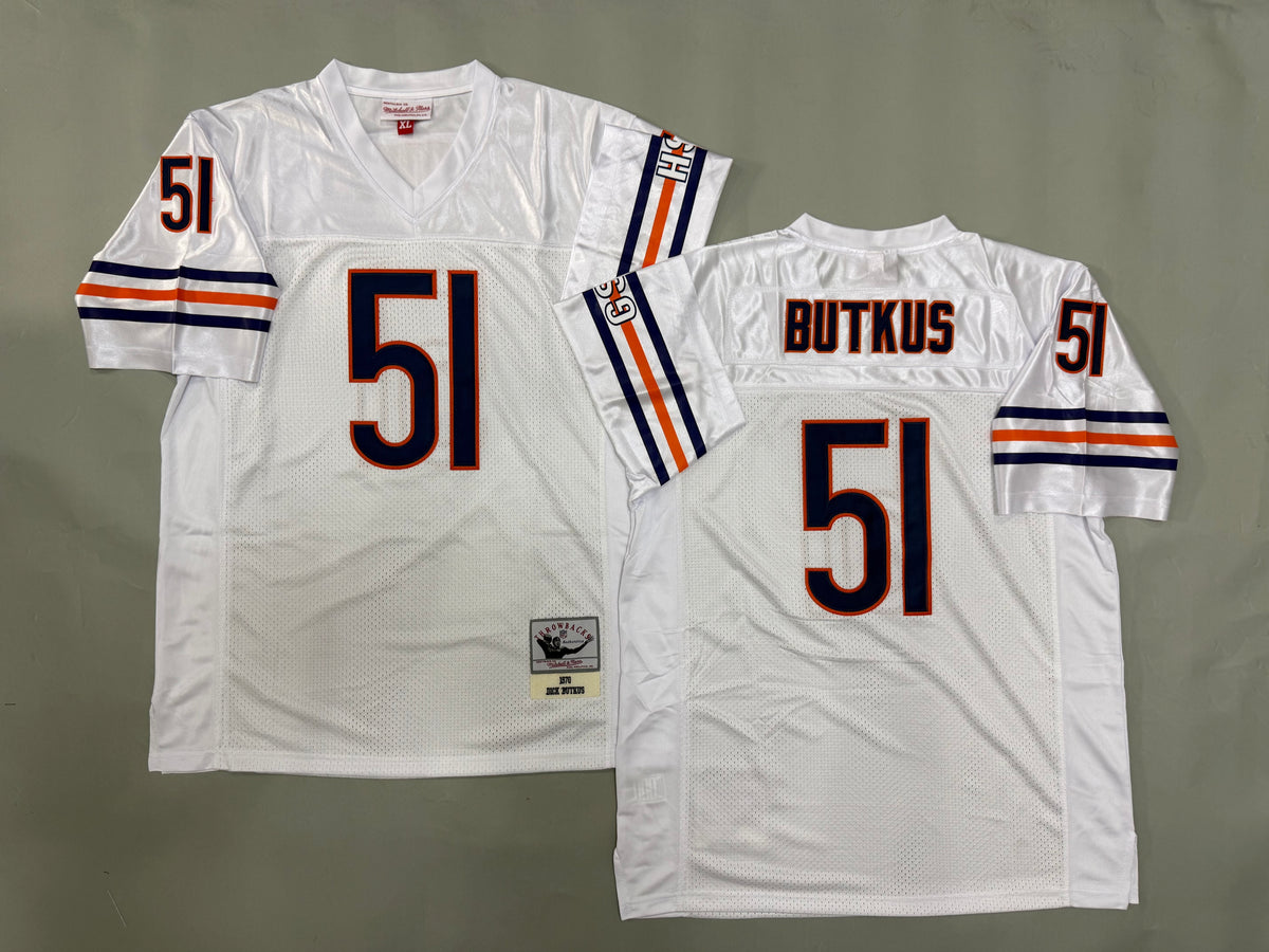 Mens Dick Butkus#51 white Chicago Bears Vintage Throwback Jersey