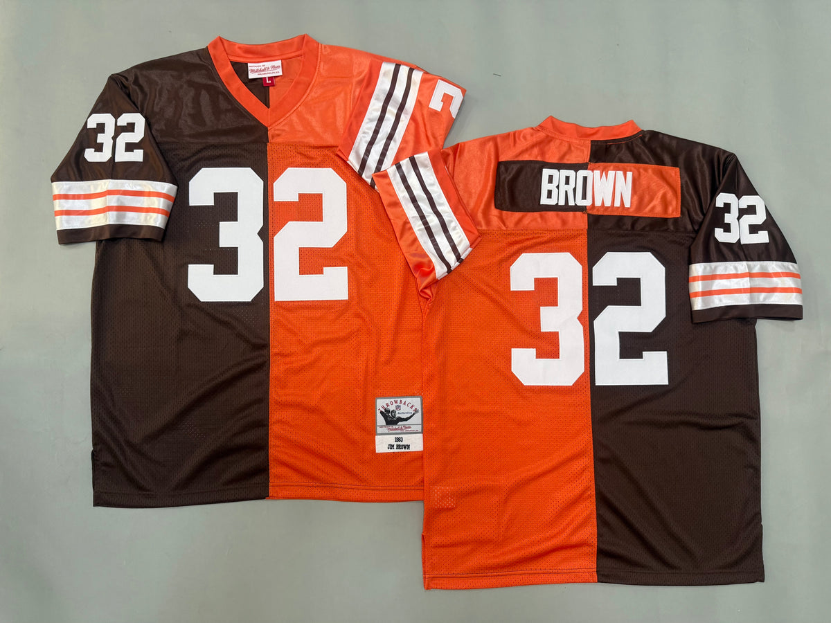 Mens Jim Brown#32 Cleveland Browns Vintage Throwback Jersey