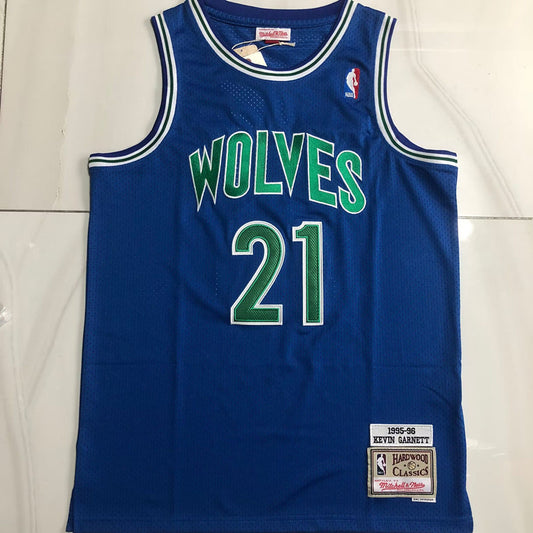 Minnesota Timberwolves Kevin Garnett #21 1995-96 Throwback Jersey - Dense Embroidery