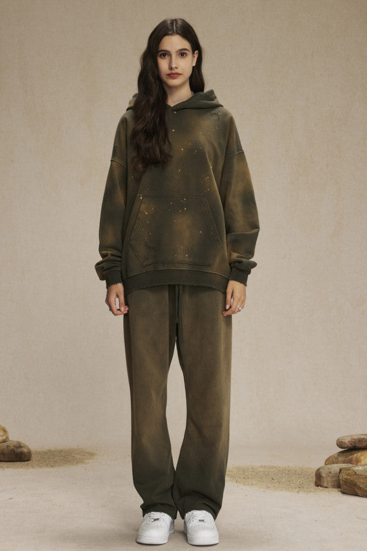 450GSM Distressed Dirty Effect Sun Fade Hoodie
