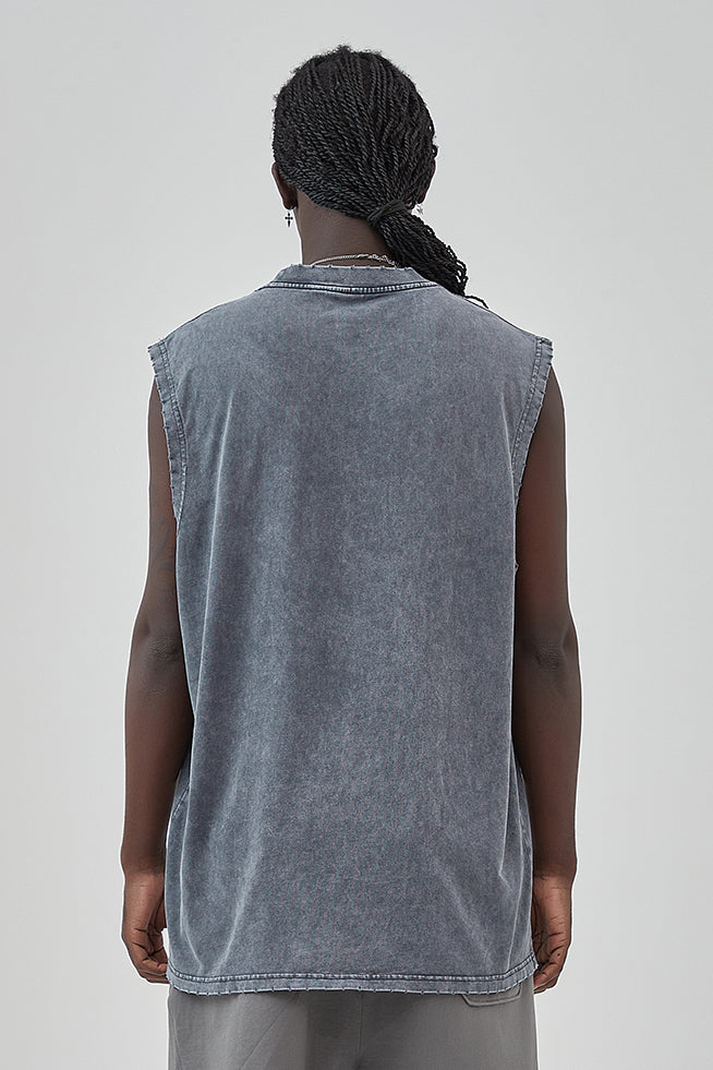 275GSM Distressed Washed Muscle Tee