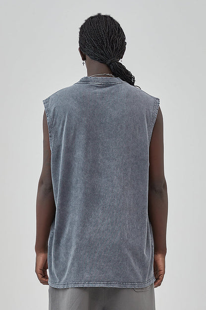 275GSM Distressed Washed Muscle Tee