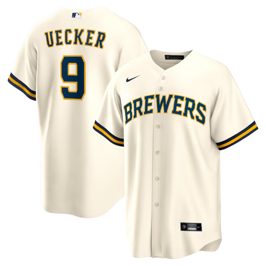 Bob Uecker Milwaukee Brewers Home Retired Player Jersey - Cream