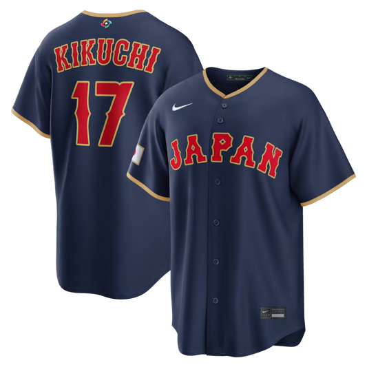Yusei Kikuchi Japan Baseball 2026 World Baseball Classic Road Stadium Jersey - Navy